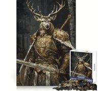 Rompecabezas Noble Stag Knight de 1000 Piezas para Adolescentes Juguete de lógica y suavidad para Relajarse Corte preciso Regalo Ideal (38x52cm)