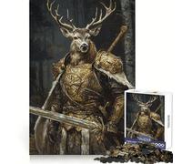 Rompecabezas Noble Stag Knight de 1000 Piezas para Adultos, Juguete para ejercitar la Mente, Juego de Interior, Pieza de Arte de Corte preciso (38x26cm)