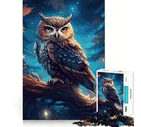 Rompecabezas Noche de Búhos 1000 Piezas para Adultos Juguete Cognitivo Tiempo de Conexión Montaje de Patrones Artículo de Deseo de Santa Claus (50x75cm)