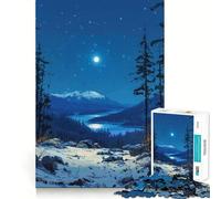 Rompecabezas Noche en la Montaña Nevada para Adolescentes, 1000 Piezas, Juguete Mental, Escapada de Calma, Bordes Precisos, Regalo Increíble (38x52cm)