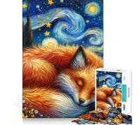 Rompecabezas Noche Estrellada con Zorro caprichoso para Adolescentes 1000 Piezas diversión Que estimula la Mente componentes Resistentes y de Corte Limpio Actividad para Compartir en Familia