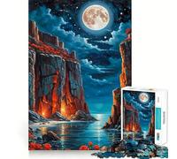 Rompecabezas Nocturno Acantilados Rojos y Rosas de 1000 Piezas para Adolescentes Juguete de lógica Fina, fácil de Usar, con Bordes limpios, Ideal para Festivales (38x52cm)