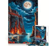 Rompecabezas Nocturno Acantilados Rojos y Rosas de 1000 Piezas para Adolescentes Juguete de lógica Fina, fácil de Usar, con Bordes limpios, Ideal para Festivales (38x52cm)