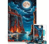 Rompecabezas Nocturno Acantilados Rojos y Rosas para Adolescentes, 1000 Piezas, Juguete para la Mente, Escape Tranquilo, Borde preciso, Regalo increíble (38x26cm)