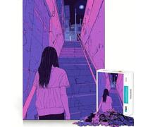 Rompecabezas Nocturno de 1000 Piezas con Paisaje Urbano y Mujer para Adultos Juguete Inteligente para el hogar Decoración de Pared con Corte preciso (38x26cm)