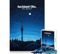 Rompecabezas Nocturno de 1000 Piezas de la Sky Tower de Auckland para adolescentesUn desafío Inteligente para Pasar un rato agradableCierre de seguridadRegalo Ideal (50x75cm)