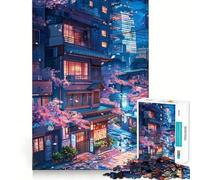 Rompecabezas Nocturno de Anime Sakura para Adultos, 1000 Piezas, desafío Mental, Juguete de Ocio Suave, Corte preciso, Regalo Memorable (50x75cm)