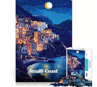 Rompecabezas Nocturno de la Costa Amalfitana de 1000 Piezas Juego cognitivo Divertido con Estructura de Encaje preciso Actividad para Fortalecer los Lazos Familiares (38x26cm)