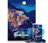 Rompecabezas Nocturno de la Costa Amalfitana de 1000 Piezas Juego de ingenio con Troquelado de Alta precisión Un pasatiempo Fascinante para los Momentos de Ocio (50x75cm)