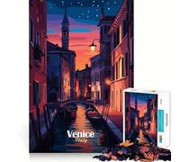 Rompecabezas Nocturno de los Canales de Venecia para Adultos,1000 Piezas,Juego para estimular la Mente,tamaño Uniforme,Piezas precisas,Ideal para Viajar, ejercitar la Mente 50x75cm