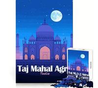 Rompecabezas Nocturno del Taj Mahal en Agra, India, para Adolescentes, 1000 Piezas, Entrenamiento Inteligente, Ocio Consciente, Corte Impecable, Regalo Original (38x26cm)