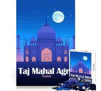 Rompecabezas Nocturno del Taj Mahal en Agra, India, para Adolescentes, 1000 Piezas, Intelectual, Divertido, Relajante, con Bordes precisos, un Regalo Encantador (38x52cm)