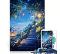 Rompecabezas Nocturno Escalera a Las Luces de la Ciudad de 1000 Piezas para Adolescentes Juguete Relajante con Bordes Ajustados Regalo Premium (50x75cm)