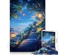 Rompecabezas Nocturno Escalera a Las Luces de la Ciudad de 1000 Piezas para Adolescentes Juguete Relajante con Bordes Ajustados Regalo Premium (50x75cm)