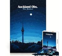 Rompecabezas Nocturno para Adultos de la Torre Sky Tower de Auckland, 1000 Piezas, para ejercitar la Memoria, para Relajarse, para el Ocio, para una Navidad Tranquila (38x52cm)