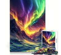 Rompecabezas nórdico Aurora Boreal para Adultos de 1000 Piezas, Juguete para ejercitar la Mente, antiestrés, decoración de Pared con diseño de Aurora Boreal (38x52cm)