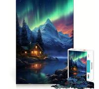 Rompecabezas nórdico de Naturaleza y Aurora Nocturna para Adolescentes, 1000 Piezas, para Fortalecer la Memoria, Momentos de Paz, Regalo clásico (38x52cm)