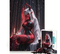 Rompecabezas Novia Demonio Roja en Bosque Oscuro para Adultos, 1000 Piezas, Juego Inteligente, Ensamblaje de Patrón Tranquilo y Sencillo, Regalo Increíble (38x26cm)