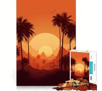 Rompecabezas Oasis de Palmeras de 1000 Piezas para Adolescentes Rompecabezas con Efecto de Memoria, luz Relajante, Imagen para armar (50x75cm)