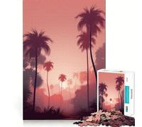 Rompecabezas Oasis de Palmeras de 1000 Piezas para Adolescentes Rompecabezas con Efecto de Memoria, luz Relajante, Imagen para armar (38x52cm)