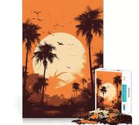 Rompecabezas Oasis de Palmeras para Adultos, 1000 Piezas, Fortalece la Memoria, Vínculos Familiares, Bordes Limpios, Regalo de Cumpleaños (38x52cm)
