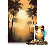 Rompecabezas Oasis de Palmeras para Adultos, 1000 Piezas, Juguete de Lógica Fuerte, Alivia la Tensión, Borde Transparente, Regalo Premium (38x52cm)