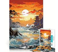 Rompecabezas Ocean Japan de 1000 Piezas para Adultos, Juguete cognitivo para Fortalecer los Lazos afectivos, Ideal para armar y Crear un Rompecabezas Artículo de Santa Claus (38x26cm)