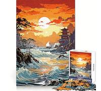 Rompecabezas Ocean Japan de 1000 Piezas para Adultos Regalo Ideal para Mejorar la Memoria y Relajarse Corte Premium Sorpresa cálida (38x52cm)