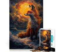 Rompecabezas Ocean Wave Fox de 1000 Piezas para Adolescentes Juego Inteligente de Rompecabezas Tiempo de Aprendizaje Imagen para armar Regalo Encantador (50x75cm)