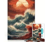 Rompecabezas Ocean Wave Japan Sunset de 1000 Piezas para Adultos Regalos Divertidos y de Ocio Precioso obsequio (38x26cm)