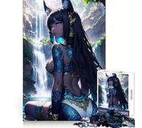 Rompecabezas Oceanblue Fox Anime Girl de 1000 Piezas para Adolescentes Juguete Relajante con Bordes Ajustados Regalo Premium (38x26cm)