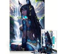 Rompecabezas Oceanblue Fox Anime Girl para Adultos, 1000 Piezas, Mejora la Memoria, Entretenimiento, diversión, Bordes precisos, Bonito Regalo (38x52cm)