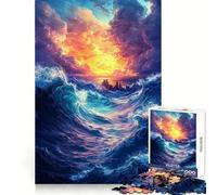 Rompecabezas Océano, Cielo Tormentoso y Ciudad para Adolescentes, 1000 Piezas, Juguete de Lógica Fuerte, Tranquilo, Borde Claro, Regalo Elegante (38x26cm)