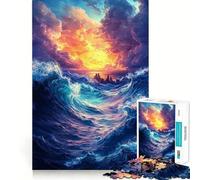 Rompecabezas Océano, Cielo Tormentoso y Ciudad para Adolescentes, 1000 Piezas, Juguete de Lógica Fuerte, Tranquilo, Borde Claro, Regalo Elegante (38x26cm)