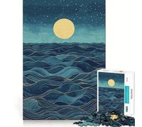 Rompecabezas Océano Nocturno con Luna Llena para Adultos, 1000 Piezas, Juguete de lógica Tren de la Paz, Corte Suave, Regalo Premium (50x75cm)