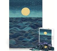 Rompecabezas Océano Nocturno con Luna Llena para Adultos, 1000 Piezas, Juguete de lógica Tren de la Paz, Corte Suave, Regalo Premium (50x75cm)