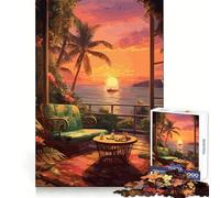 Rompecabezas Oceanview Sunset de 1000 Piezas Juguete para desarrollar la Mente y Relajarse Piezas de colección de Arte con Corte de precisión (38x26cm)