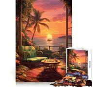 Rompecabezas Oceanview Sunset de 1000 Piezas para Adultos, Juguete cognitivo para Fortalecer los Lazos afectivos, Ideal para armar y Crear un Rompecabezas Artículo de Santa Claus (38x52cm)