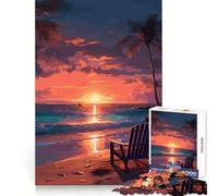 Rompecabezas Oceanview Sunset de 1000 Piezas para Adultos, Juguete Inteligente para el hogar, decoración de Pared con Corte preciso (38x52cm)