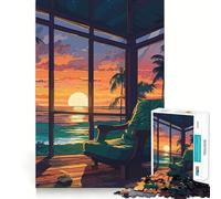 Rompecabezas Oceanview Sunset de 1000 Piezas para Adultos, Juguete para ejercitar la Mente y el Cerebro, Ideal para el hogar y el Ocio, con Bordes Ajustados, Regalo de Papá Noel (38x52cm)