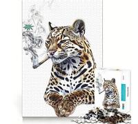 Rompecabezas Ocelote fumando Cannabis para Adolescentes, 1000 Piezas, para estimular la Memoria, Juego de Mesa, Imagen para armar, Regalo navideño (38x52cm)