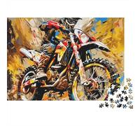 Rompecabezas Off-Road Motorcycle Premium 1000 Piezas para Adultos Piloto de Motocross Acelerando en Pista de Tierra Vibrante Desafiante Difícil Alivio de Estrés 70x50cm/1000pcs