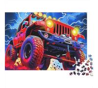 Rompecabezas Off-Road Vehicle 1000 Piezas para Adultos Camión Monstruo Rojo en Cielo Tormentoso con Rayos Premium Vibrante Desafiante Alivio de Estrés Regalo 52x38cm/1000pcs