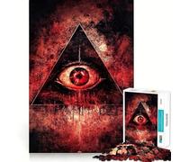 Rompecabezas Ojo Rojo en Triángulo para Adultos, 1000 Piezas, Juguete de Lógica, Alivio del Estrés, Corte de Precisión, Regalo para Festivales (38x52cm)