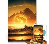 Rompecabezas Olas al Atardecer en el Océano 1000 Piezas Diversión para Desarrollar la Memoria Bordes Lisos Encaje Forma Divertida de Llenar Tiempos Libres (38x52cm)