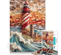 Rompecabezas Olas del océano Junto a un Faro para Adolescentes, 1000 Piezas, para estimular la Memoria, Juego de Mesa, Montaje de imágenes, (38x52cm)
