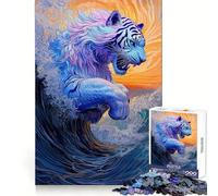 Rompecabezas Olas rugientes, Tigre majestuoso para Adultos, 1000 Piezas, ejercita la Mente, relajación, Bordes precisos, colección de Arte (50x75cm)