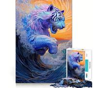 Rompecabezas Olas Rugientes, Tigre Majestuoso para Adultos 1000 Piezas Mejora la Memoria Relaja la Mente Pieza de Colección de Arte de Borde Afilado (38x52cm)