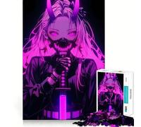 Rompecabezas Oni Girl Neon Katana para Adultos, 1000 Piezas, Juguete para ejercitar la Mente, Divertido y Relajante, Ideal para armar, Regalo navideño (38x26cm)