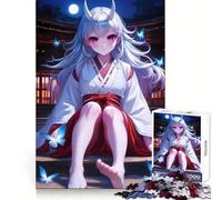 Rompecabezas Oni Girl Under Moonlight de 1000 Piezas para Adolescentes Ideal para estimular la Memoria, Reducir el estrés y Crear un Ambiente artístico con Cortes Suaves (50x75cm)